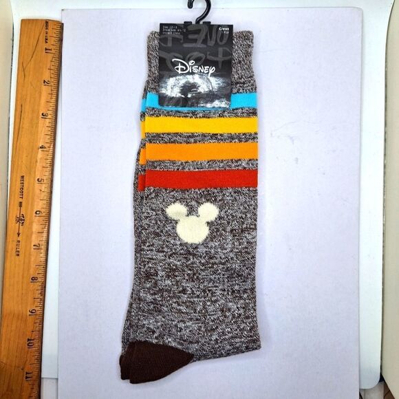Disney retro style Mickey Mouse crew socks with stripes - Picture 1 of 4